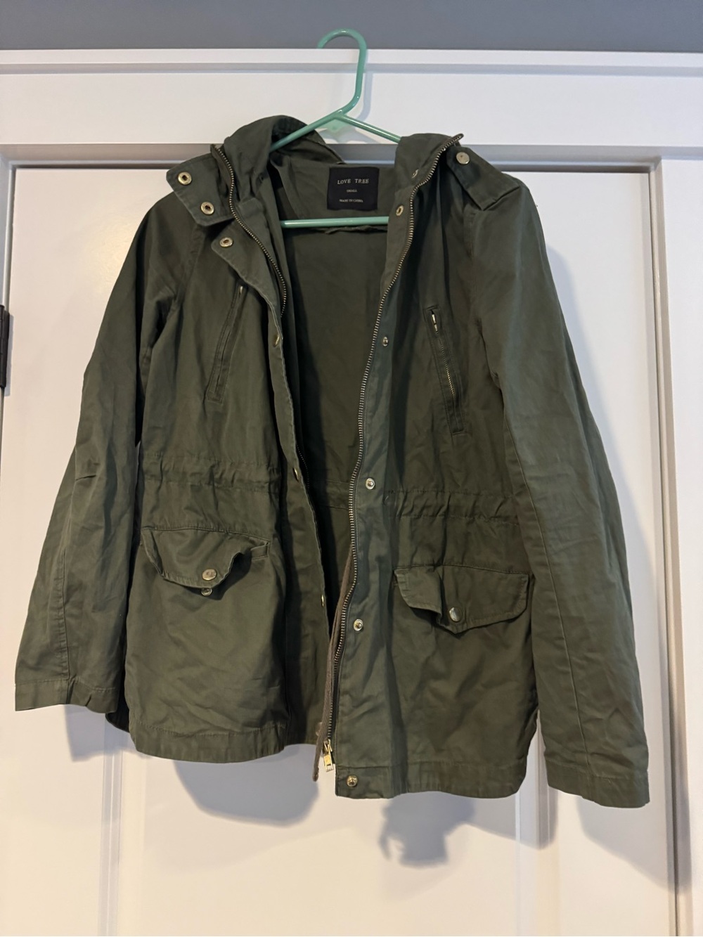 Love Tree Men's Military-Style Field Jacket in Olive